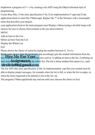 Implement A Program In C A By Creating A List Adt Using The Object Pdf - Premium Vintage Design Gallery - HD