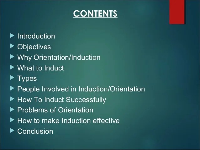 Induction And Orientation In Hrm