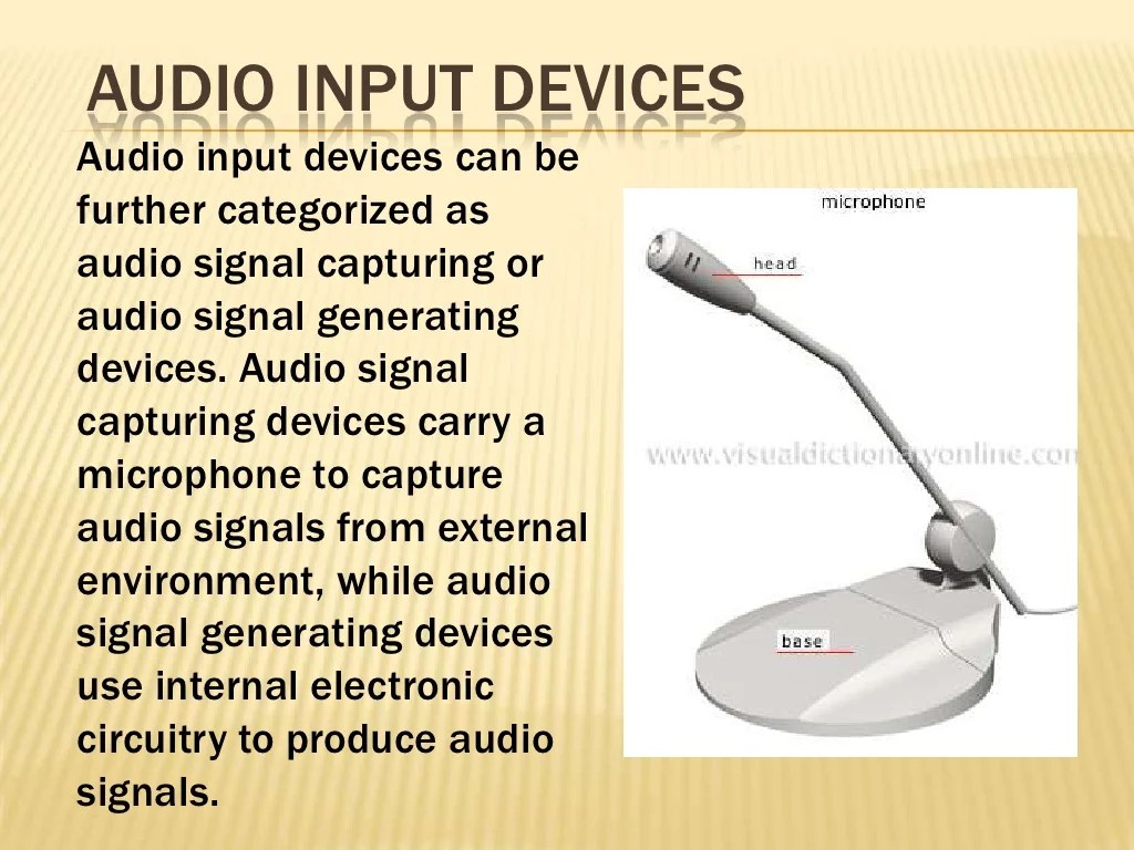 Input devices showing their features