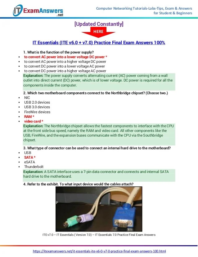 kunci jawaban section 1 listening comprehension.there are three parts to this section with special directions for each part. It Essentials Version 7 0 Ite Practice Final Exam Answers