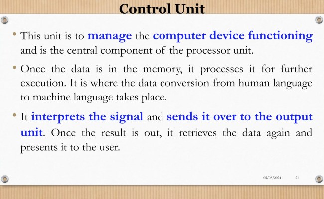 Computer Components, CPU, Memory Unit, Input Unit, Output Unit | PPTX