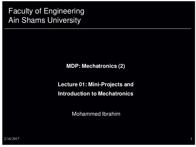 Lec 01 Introduction Mechatronic Systems