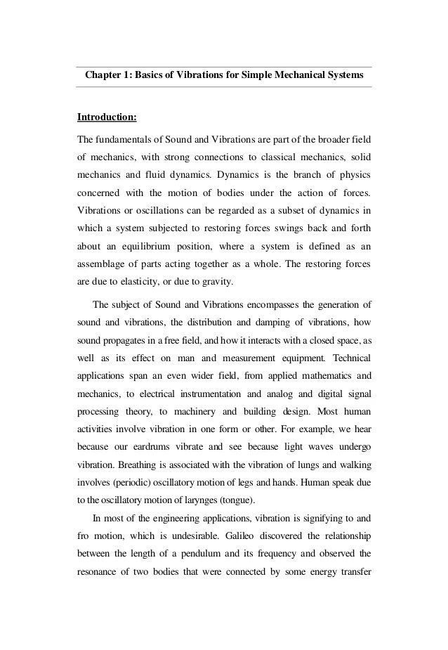 Lecture1 Nptel For Basics Of Vibrations For Simple