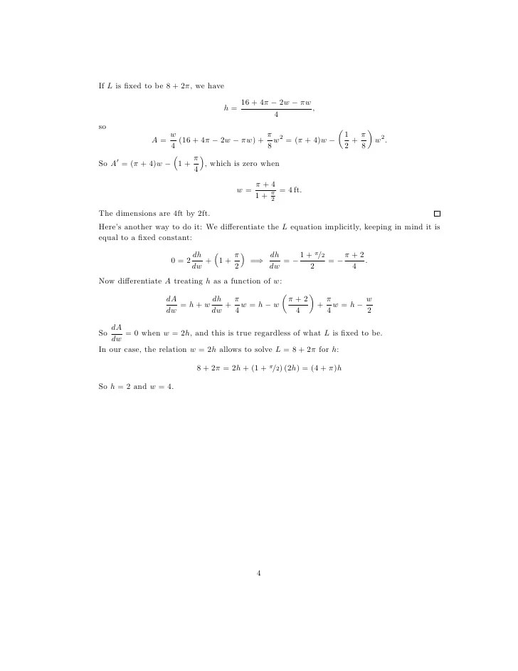 Lesson 22: optimization problems (worksheet solutions)