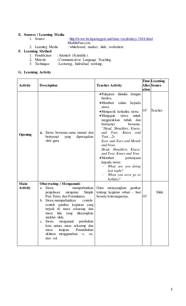 Rpp simple past tense kelas 8 kurikulum 2013