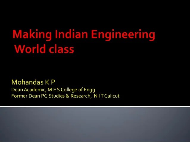 Making Indian Engineering World Class Theme Talk On