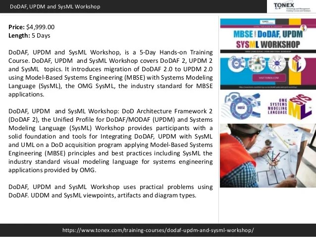 Mbse Using Dodaf Updm And Sysml Workshop Tonex Training