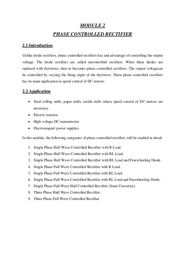 Phase Controlled Rectifiers