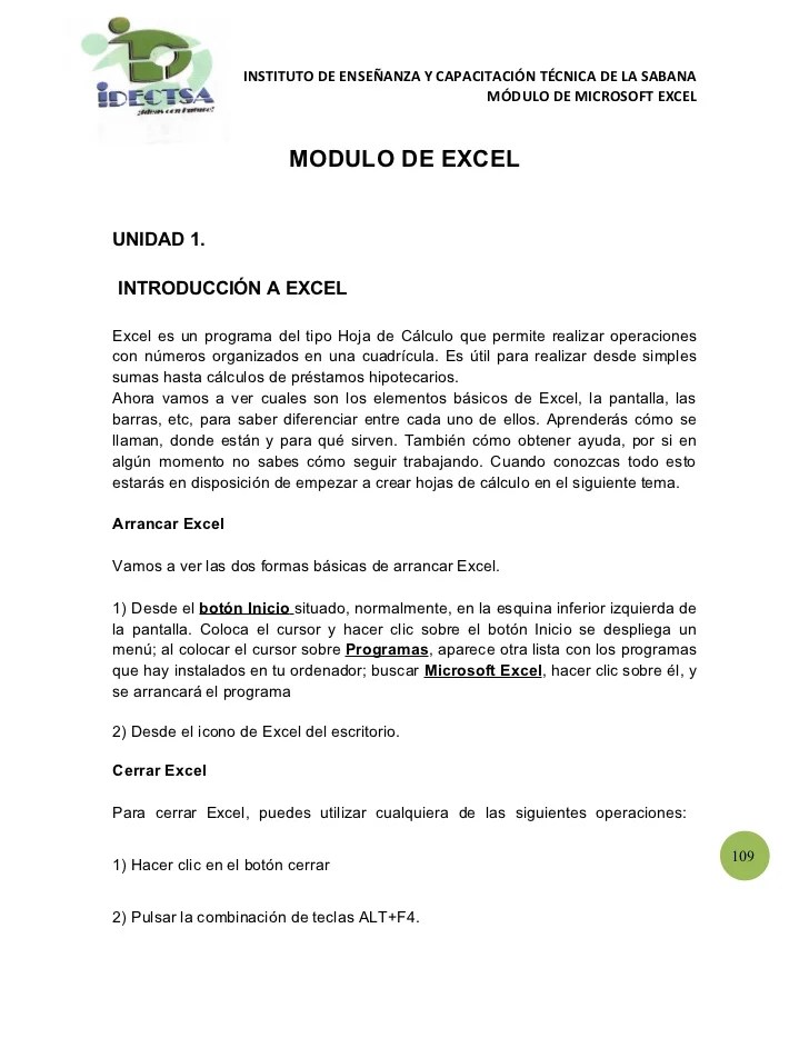 Modulo De Excel