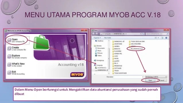 myob merupakan salah satu program atau aplikasi yang bisa digunakan untuk mempermuda pembukuan dalam hal ekonomi.myob menjadi salah satu materi yang akan anda temui pada mata pelajaran akuntansi. Menu Utama Program Myob Acc Version 18