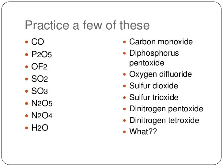 Naming Covalent Compounds And Acids
