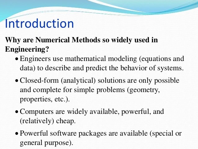 Application Of Numerical Methods In Small Size