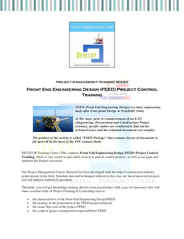 Front End Engineering Design Feed Project Control Training