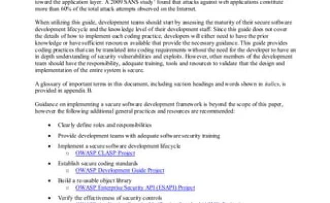 OWASP Secure Coding Practices - Quick Reference Guide | PDF