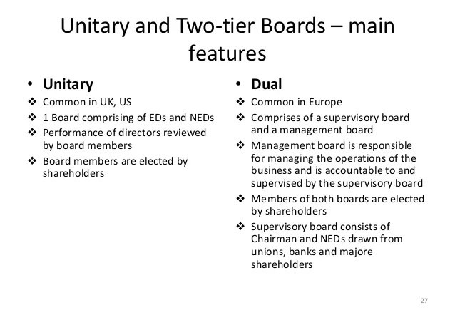 Two Tier Board Springerlink Unitary board common place. Two Tier Board Springerlink 30Two-tier board of directors is a system in which a company is governed by two distinct boards of directors a management board and a supervisory board.