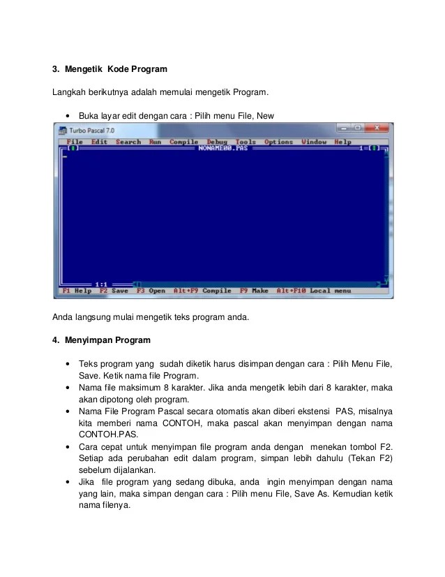 Panduan menggunakan program pascal versi 7
