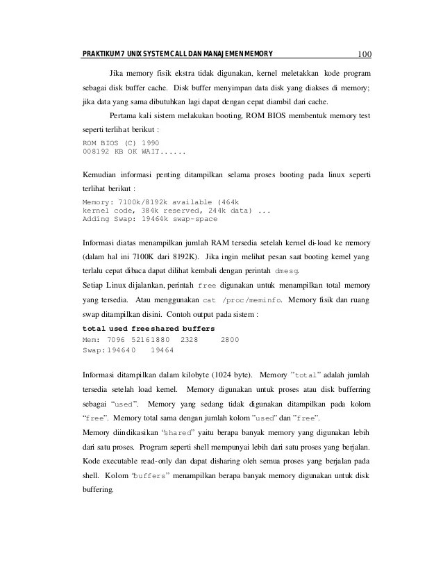 Aplikasi dan operasi dari alat i/o (control program). Pertemuan11 Unix System Call Dan Manajemen Memory