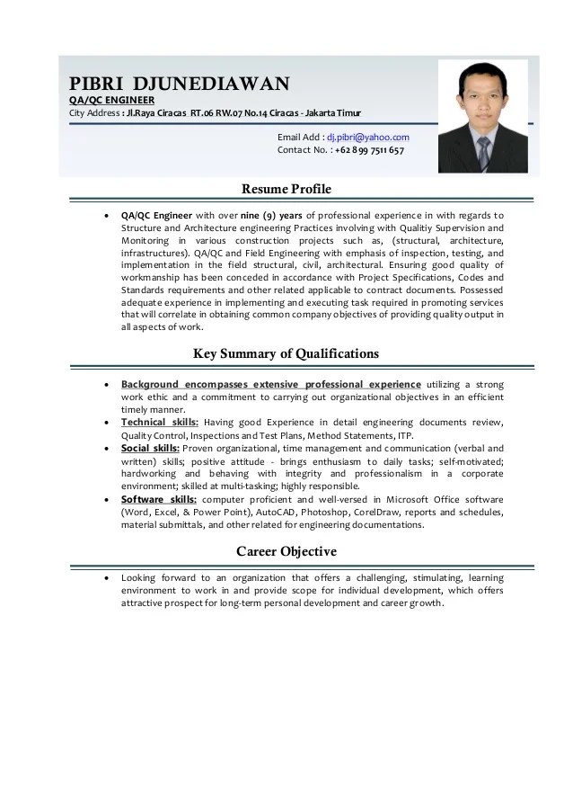 Qa Qc Engineer Cv