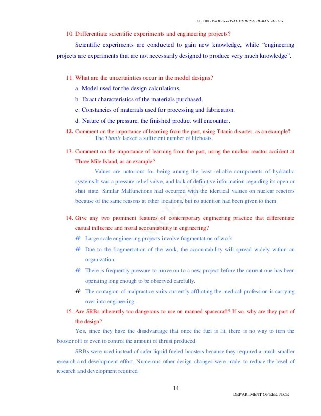 Anna University Chennai 2011 B E Electrical And Electronics Engineering Ge1301 Professional Ethics And Human Values Question Paper Anna University Chennai 2011 B E Electrical And Electronics Engineering 12326 1 Jpg 8Download link is provided for Students to download the Anna University GE8076 Professional Ethics in Engineering MCQ Multi Choice Questions Lecture Notes Books Study Materials Question Papers Syllabus Part A 2 marks with answers Part B 16 marks Question Question Bank with answers MCQ Question Answer Unit Wise Important Question And Answers One Mark.
