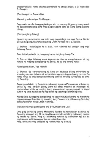 Program for investiture tagalog version script and spiel