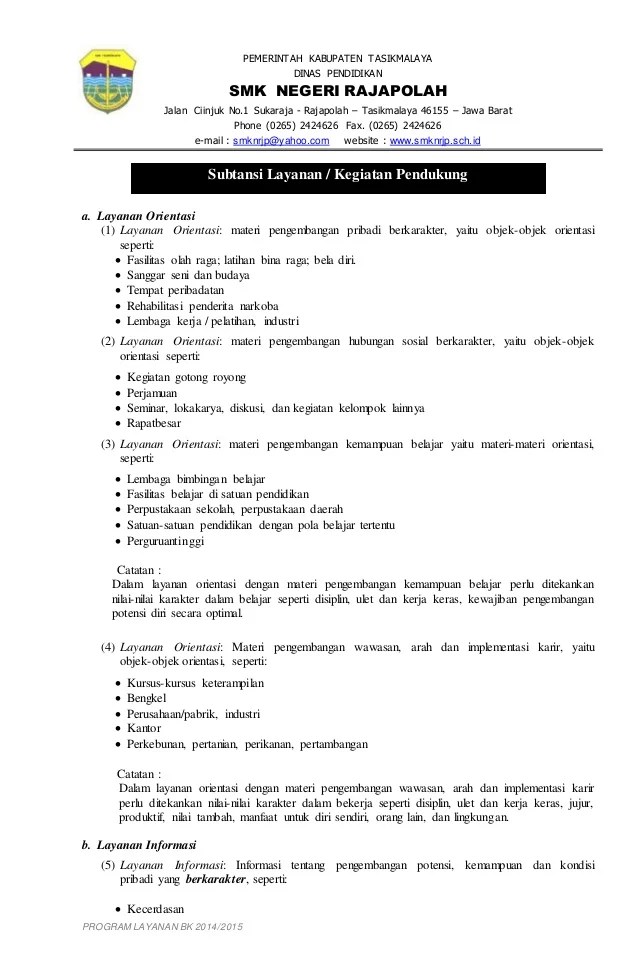 Download Program Kerja Bimbingan Dan Konsling Tahun Ajaran 2020 2021 Diens Blog 