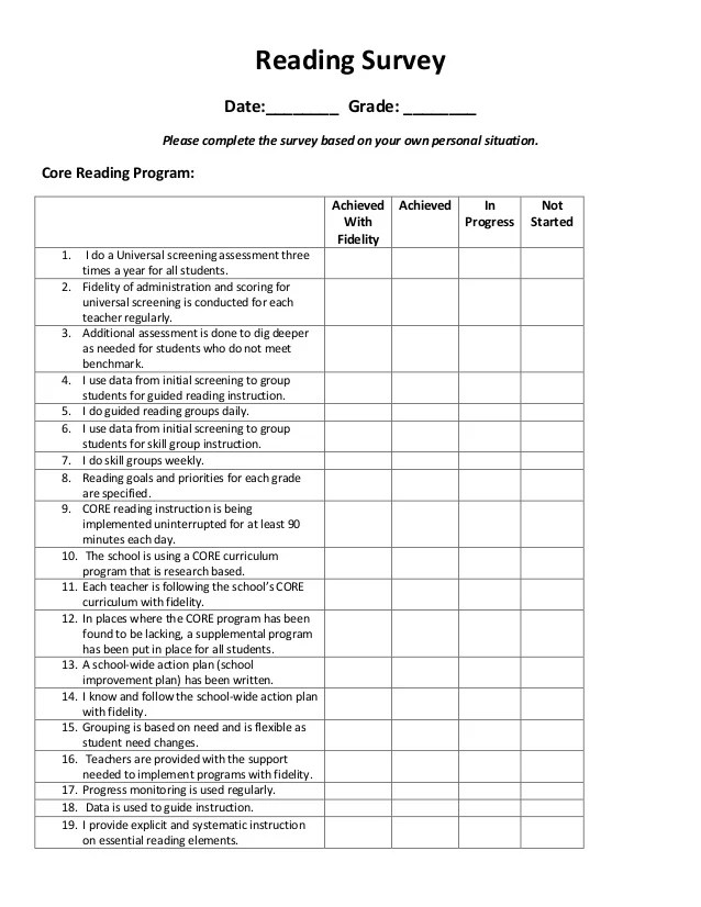 Reading survey