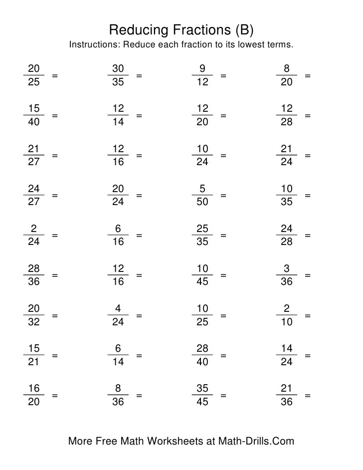 Reducing fractions