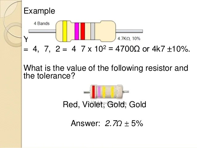 Resistor Color Codes 1 Resistor Color Codes 1