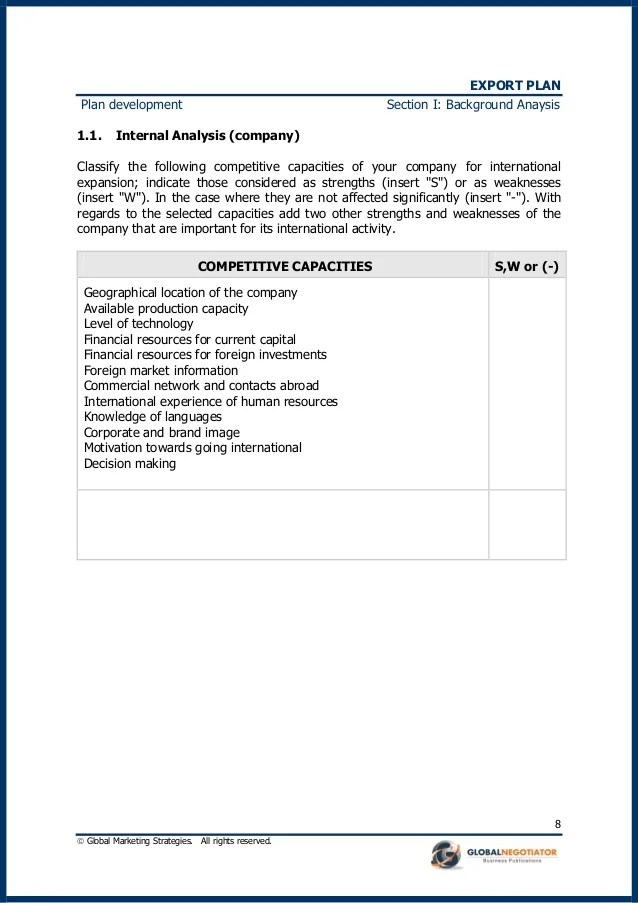 Sample Export Business Plan