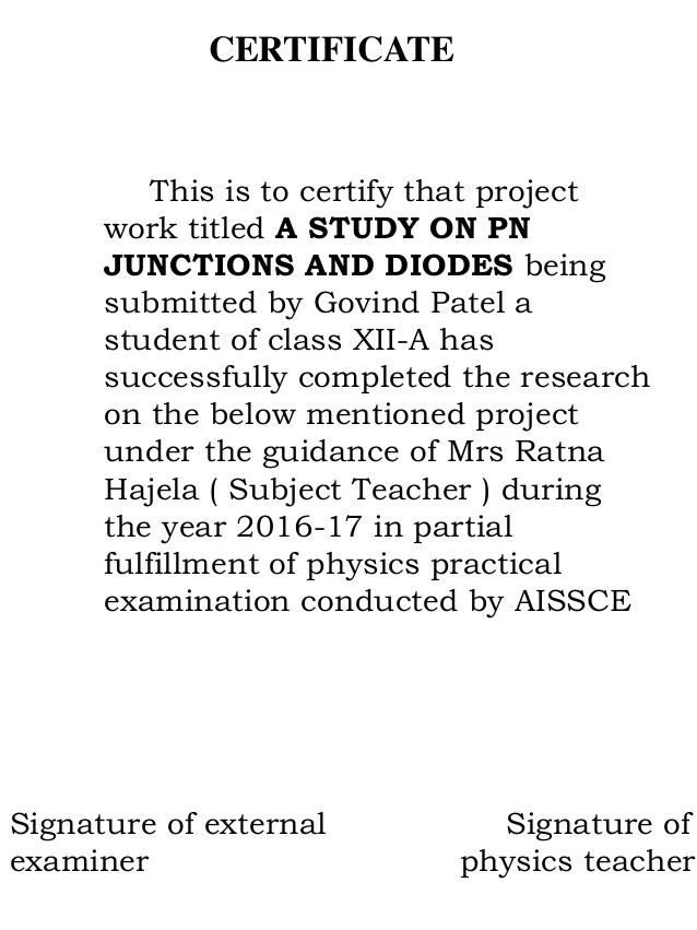 Pn Junction And Zener Diode 12 Class Project Ppt