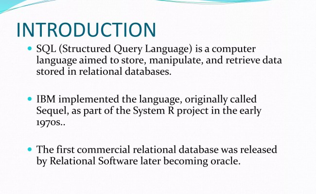 SQL - Structured Query Language Introduction | PPTX