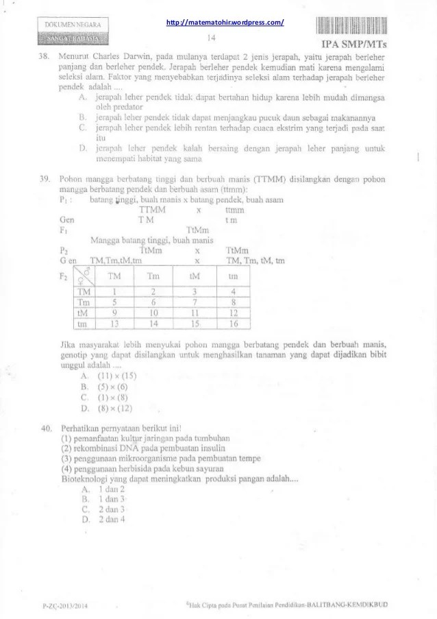 Soal Un Ipa Smp Tahun 2014 Jaringan dan organ tumbuhan.