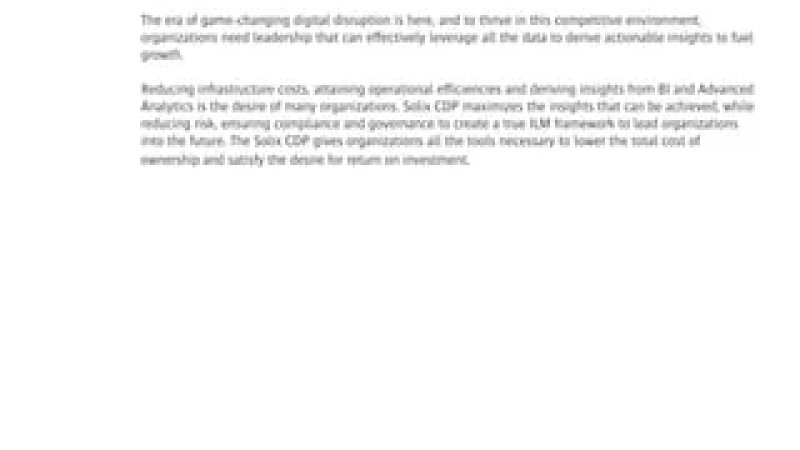 Solix Common Data Platform Advanced Analytics and the Data-Driven ...