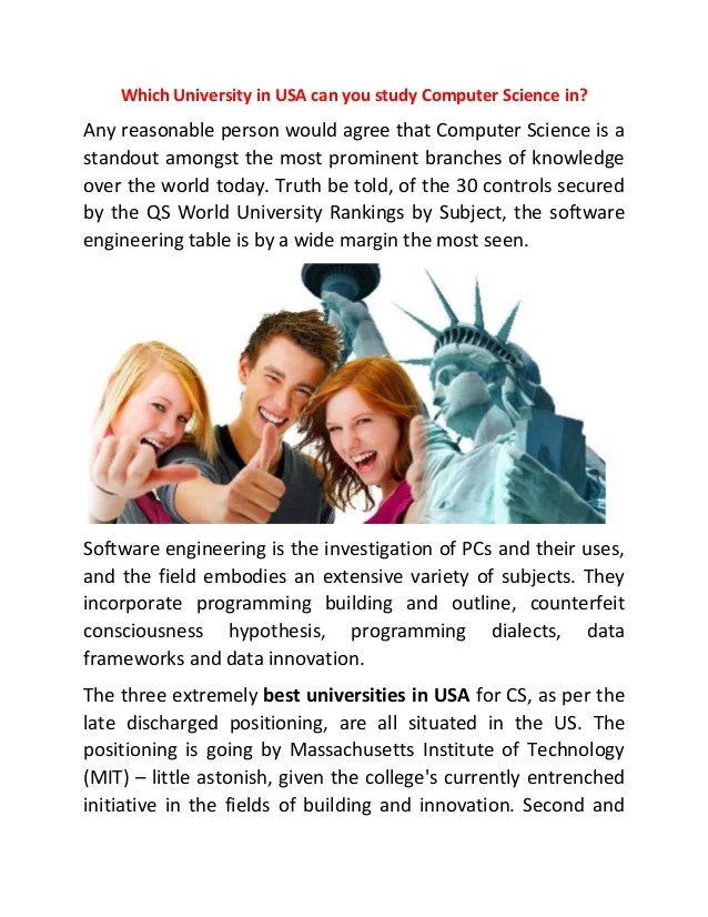 Which University In Usa Can You Study Computer Science In