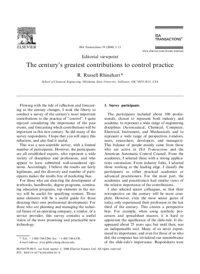 The Century S Greatest Contributions To Control Practice