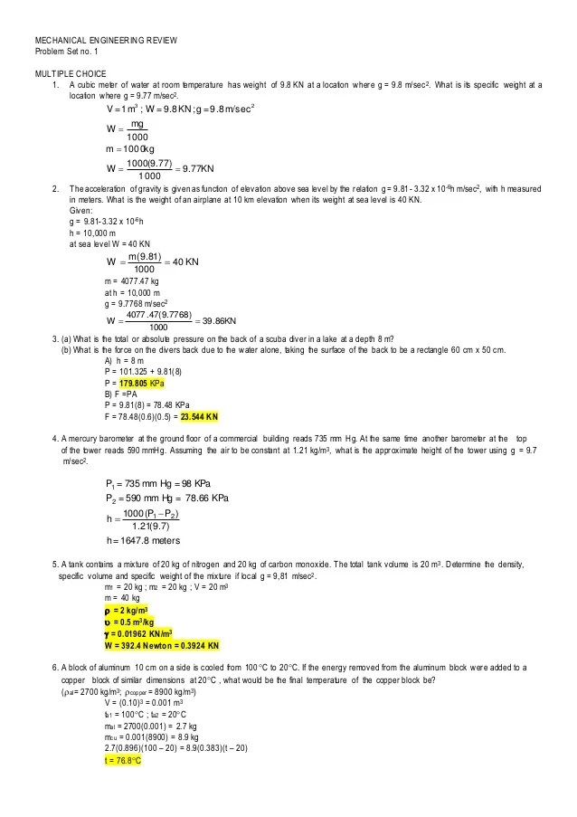 Thermo Problem Set No. 2 Thermo Problem Set No. 2