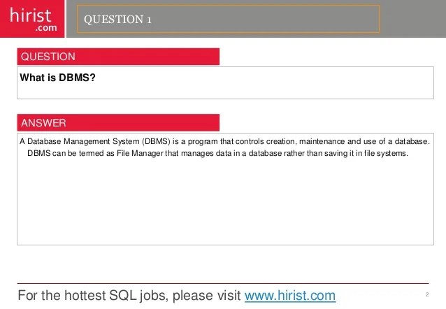 Returns number of table rows. Top 100 Sql Interview Questions And Answers