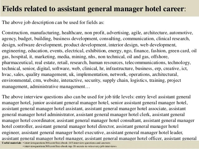 General manager dibantu oleh seorang executive assistant. Top 10 Assistant General Manager Hotel Interview Questions And Answers