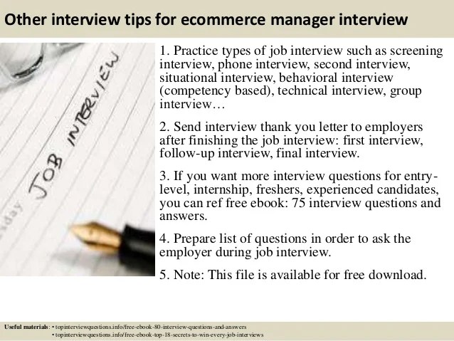 e - ecommerce manager job description