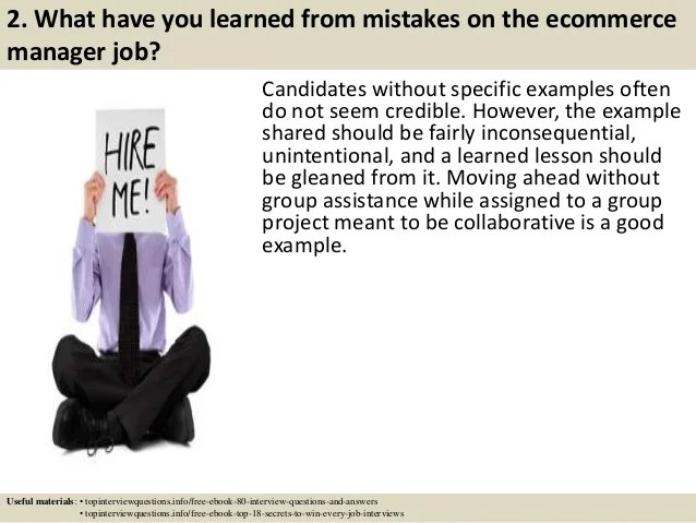 e - ecommerce manager job description