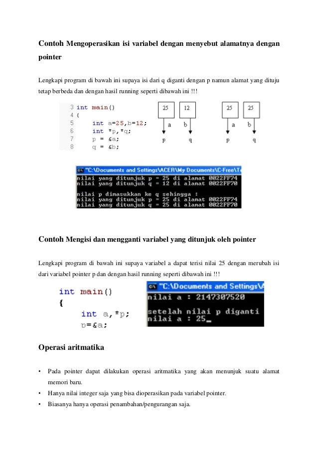 Dengan kata lain, si *pointer1 akan menggunakan alamat 00001 sebagai. Algoritma Dan Struktur Data