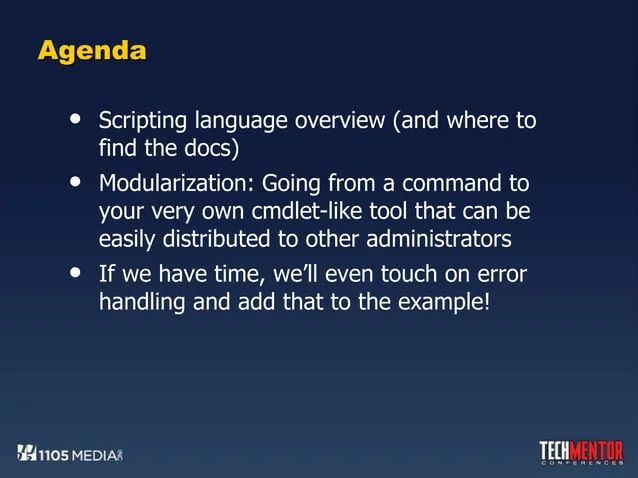 Powershell Scripting And Modularization Techmentor Fall 2011 Ppt - Premium Gradient Picture Gallery - Full HD