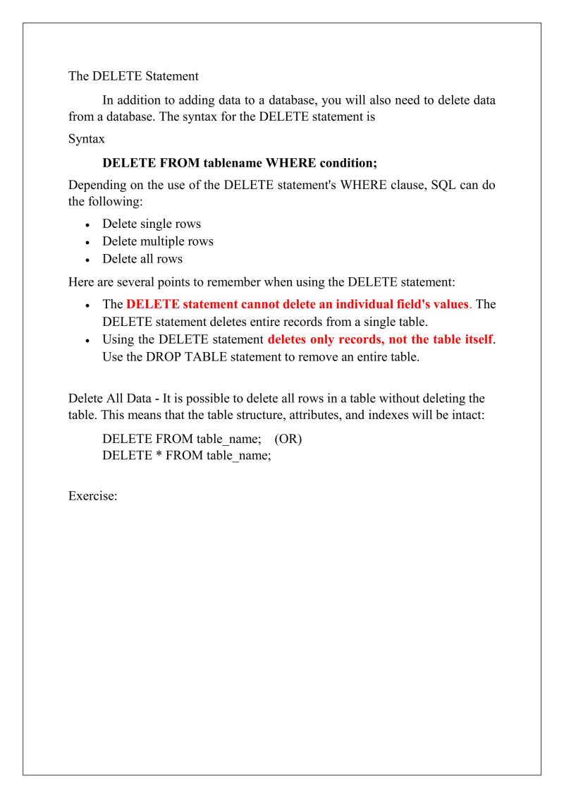 Unit 1 Sql Fundamentals Docx Sql Commands Used To Create Table Insert Values Display Records - Professional 4K Colorful Pictures | Free Download