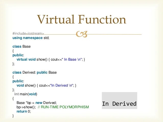 Virtual function in c++ pure virtual function