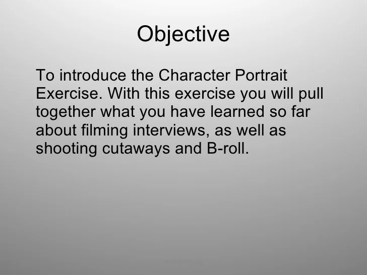 Then they create three characters using . Introduction To Character Portrait Exercise
