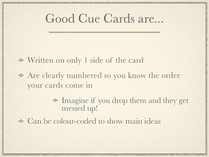 Writing cue cards