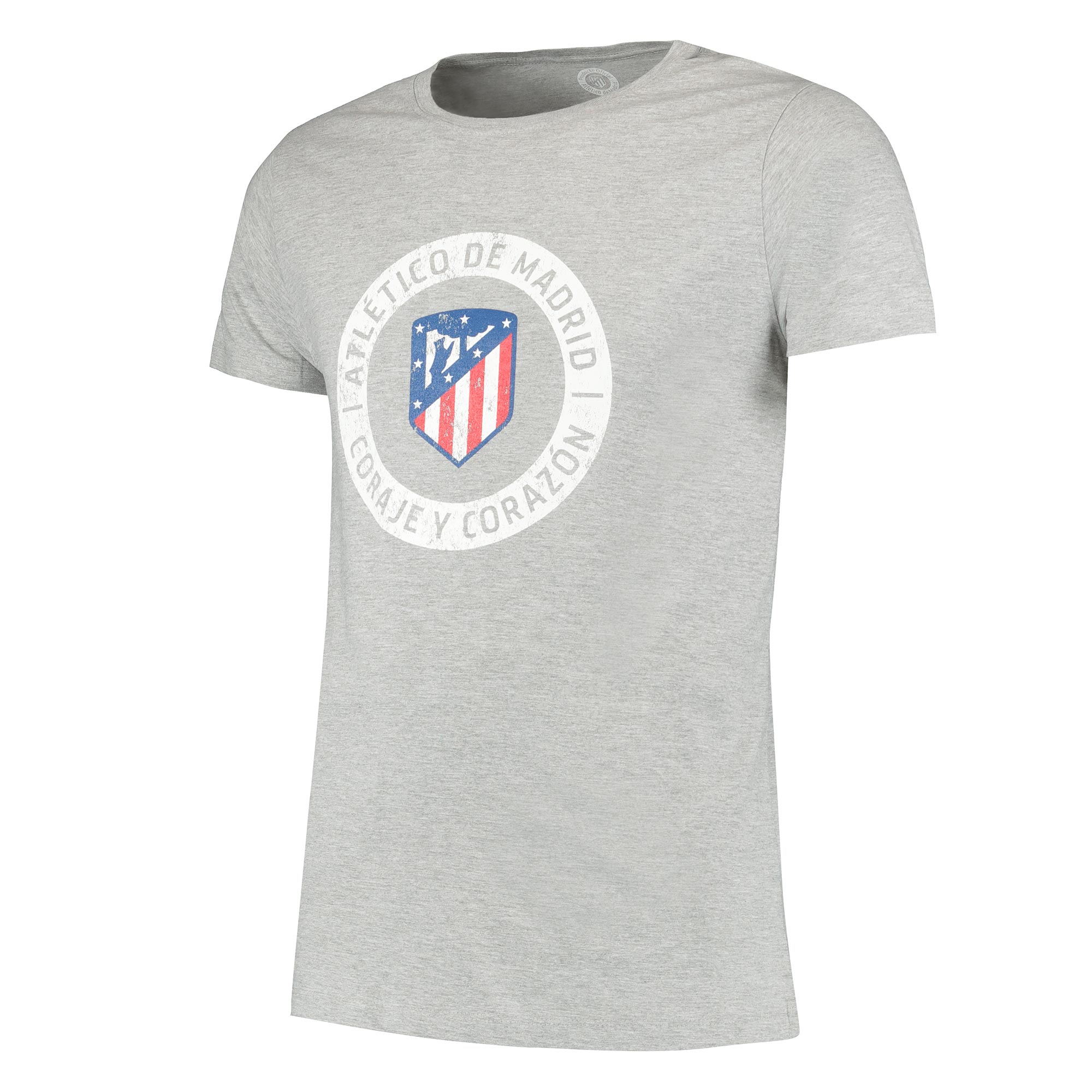 Atletico de Madrid Printed T-Shirt - Grey Mens Crew Neck Short Sleeve
