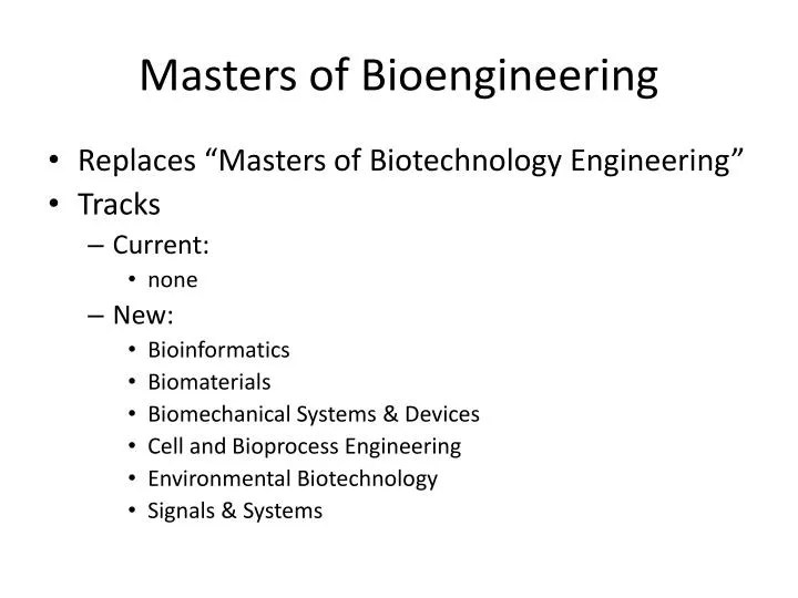 Ppt Masters Of Bioengineering Powerpoint Presentation Id