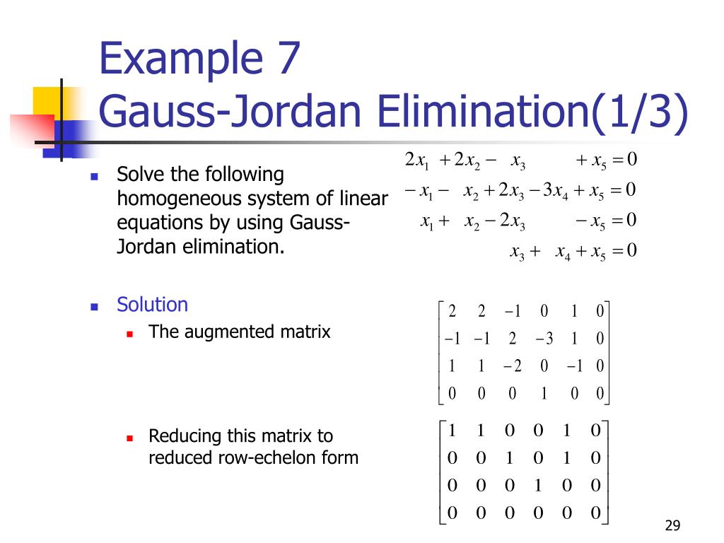 Give two different particular solutions to the linear system. Ppt 1 2 Gaussian Elimination Powerpoint Presentation Free Download Id 1986894