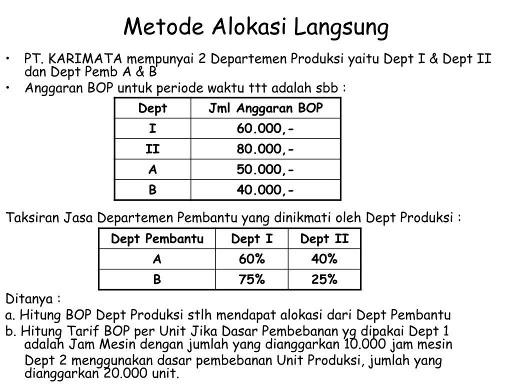 Alokasi bop departemen pembantu ke departemen produksi. Ppt Departementalisasi Bop Powerpoint Presentation Free Download Id 2141982
